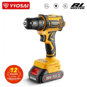 VVosai 20v brushless furadeira elétrica 50nm chave de fenda sem fio bateria de