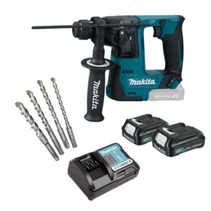 Martelete Rotativo Makita 12V, 1,0J, com 2 Baterias 2,0Ah, Carregador e 4 Brocas
