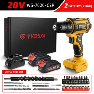 VVosai 20v brushless furadeira elétrica 50nm chave de fenda sem fio bateria de