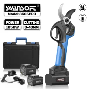 SwansSoft-8605Pro Cordless elétrica Poda Shear, 2Ah, 4Ah Bateria, 40mm Corte Di