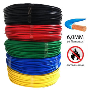 Fio Eletrico Flexivel 6,0mm Com 25 Metros Cabo Elétrico