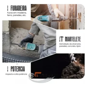 Martelo Pneumatico 26Mm Leve 3 Funcoes 110V 220V - Imagem 7