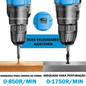 Parafusadeira Furadeira De Impacto 21V Sem Fio Com - Imagem 9