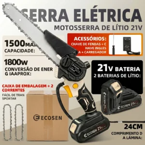 Motosserra Eletrica Sem Fio 6 8 Polegadas 21V Com