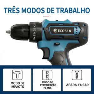 Furadeira Parafusadeira Impacto 3 Em 1 21V 6500Mah - Imagem 3