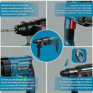 Martelo Pneumatico 26Mm Leve 3 Funcoes 110V 220V - Imagem 4