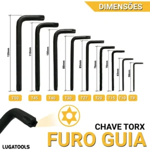 Kit Jogo Chave Torx L Longa E Allen Torque Bola 18 - Imagem 4