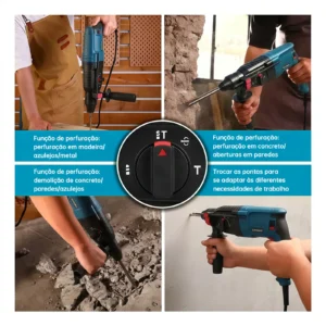 Martelo Pneumatico 26Mm Leve 3 Funcoes 110V 220V - Imagem 5