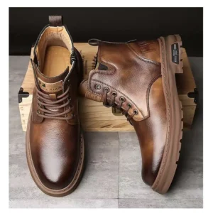 Botas Masculinas De Couro Macio Calcados Quentes E - Imagem 23