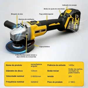 Esmerilhadeira Angular 20V 1400W - Imagem 12