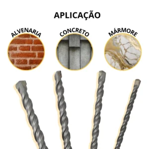 Kit Brocas Sds Plus Para Martelete 4 Pecas - Imagem 3