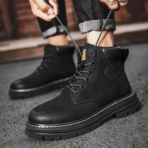 Botas Masculinas De Cano Alto De Alta Qualidade - Imagem 5
