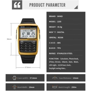 Skmei 2255 Relogio Para Homem Duplo Tempo Contagem - Imagem 5
