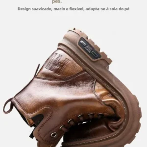 Botas Masculinas De Couro Macio Calcados Quentes E - Imagem 9