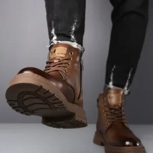 Botas Masculinas De Couro Macio Calcados Quentes E - Imagem 16