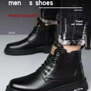 Botas Masculinas De Couro Macio Calcados Quentes E - Imagem 14