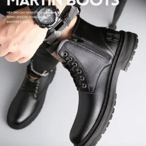 Botas Masculinas De Couro Macio Calcados Quentes E - Imagem 18