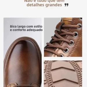 Botas Masculinas De Couro Macio Calcados Quentes E - Imagem 7