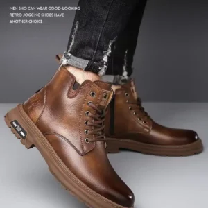 Botas Masculinas De Couro Macio Calcados Quentes E - Imagem 13