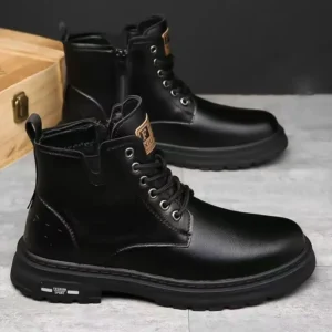 Botas Masculinas De Couro Macio Calcados Quentes E - Imagem 27