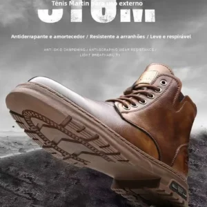 Botas Masculinas De Couro Macio Calcados Quentes E - Imagem 12