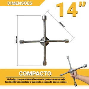 Chave De Roda Cruz 4 Bocas 14 Pol 17X19X21X23Mm - Imagem 3