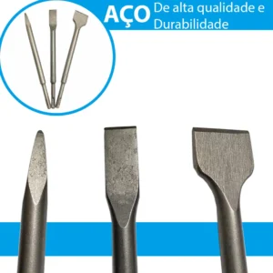 Kit Ponteira E Talhadeiras Sds Plus Para Martelete - Imagem 3