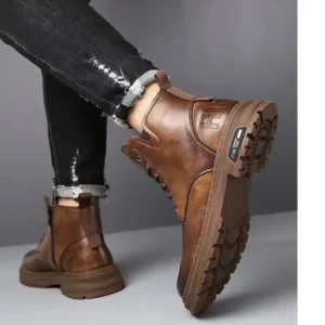 Botas Masculinas De Couro Macio Calcados Quentes E - Imagem 20