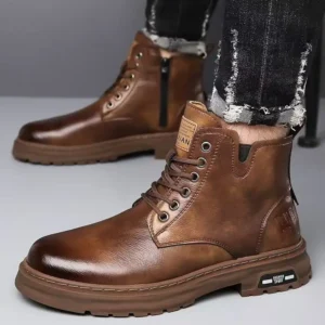 Botas Masculinas De Couro Macio Calcados Quentes E - Imagem 22