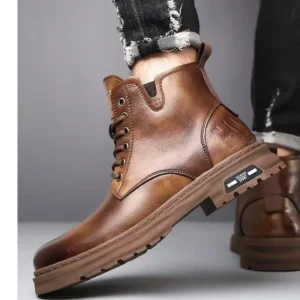 Botas Masculinas De Couro Macio Calcados Quentes E - Imagem 21