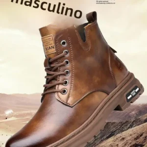 Botas Masculinas De Couro Macio Calcados Quentes E - Imagem 6