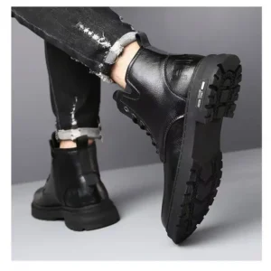 Botas Masculinas De Couro Macio Calcados Quentes E - Imagem 26
