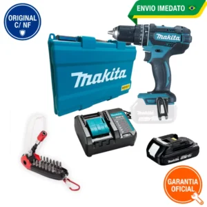 Parafusadeira Furadeira Impacto Makita, 18V, 62Nm, com Bateria, Carregador Malet
