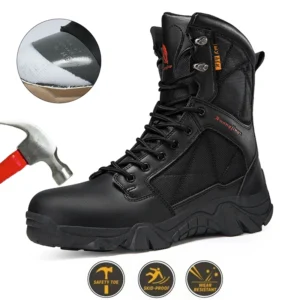 Botas De Trabalho Anti Esmagamento De Cano Alto Ao